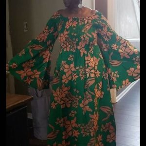 Green floral ethnic ankara maxi dress